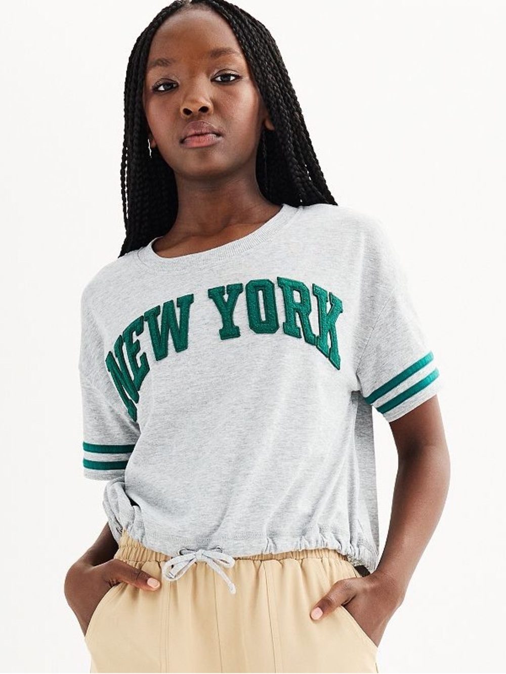 Limited Too Grey 'New York' Short Sleeve Drawstring Tee